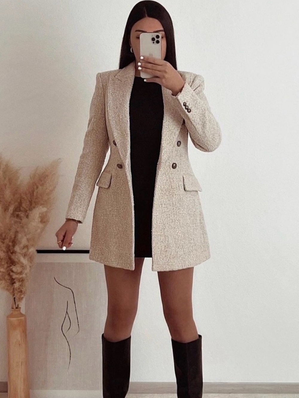 ZARA Women's Longline Cream Wool Blend Boucle Blazer Size M REF 2753/244/942 NWT